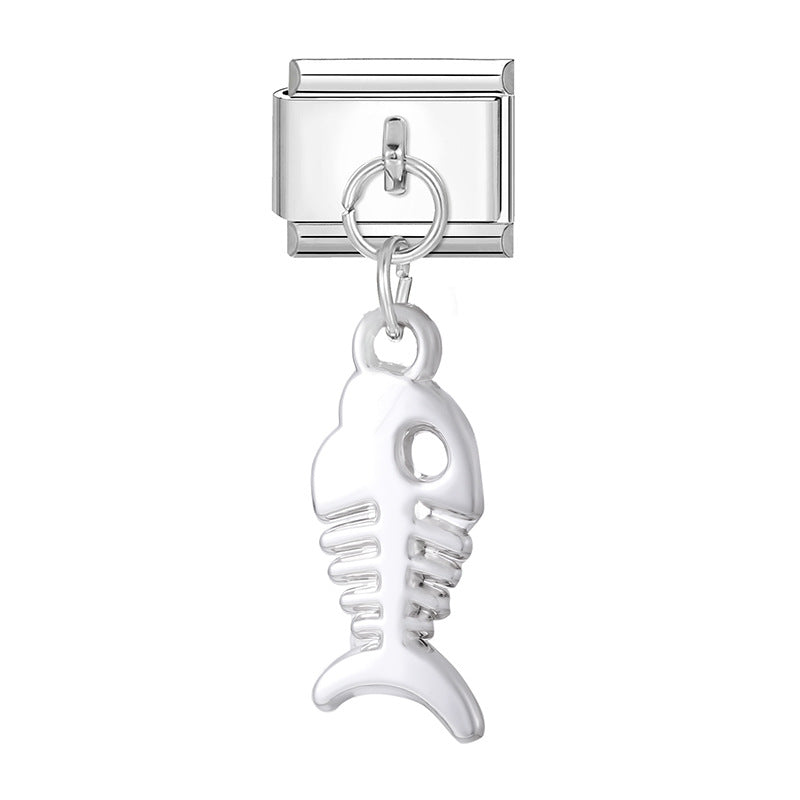 Wholesale 9mm Italian Charm Starter Bracelets DIY Heart Pendant Stainless Steel Composable Bracelet