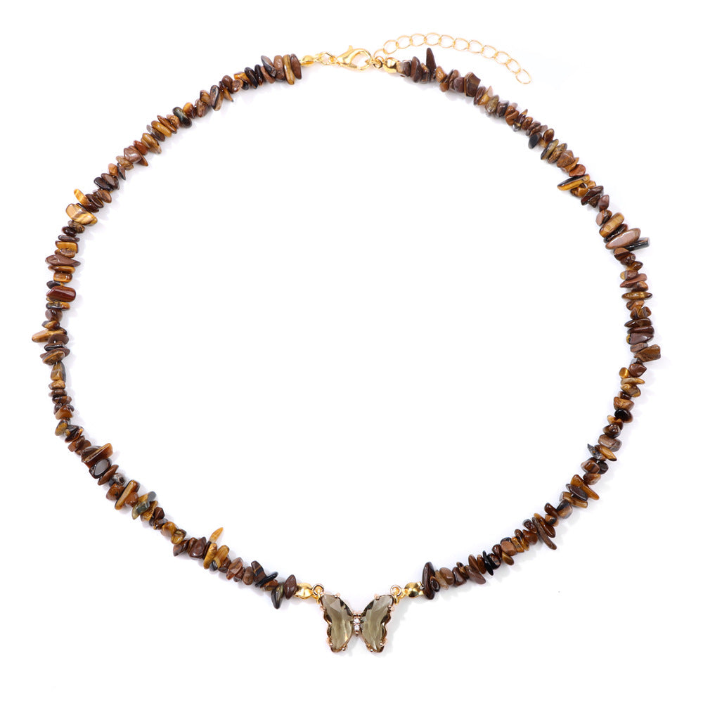 Wholesale Agate Bead Necklace with Artificial Crystal Pendant,  Geometric Handmade Jewelry Accessory for Women Everyday Wear