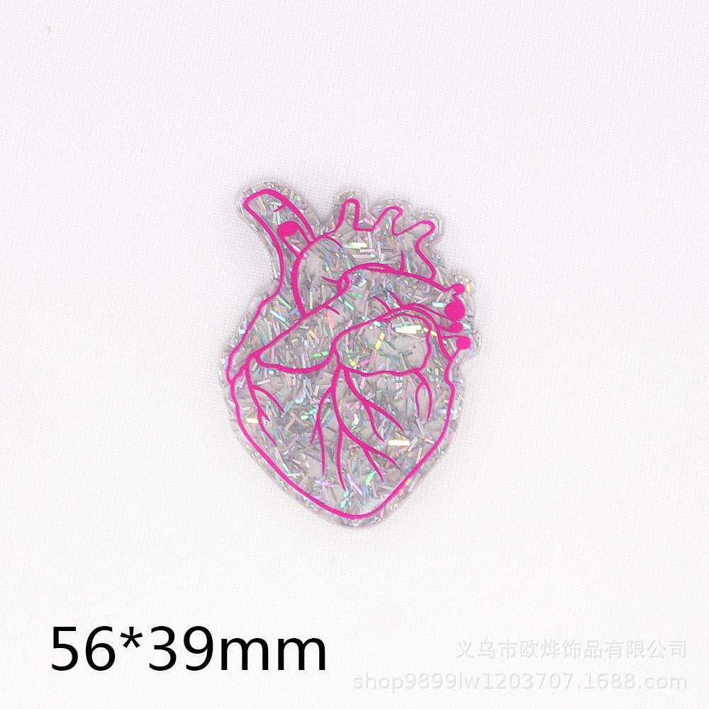 Wholesale 10PCS DIY Acrylic Loose Powder Cartoon Organ Medical Heart Bag  Flatback