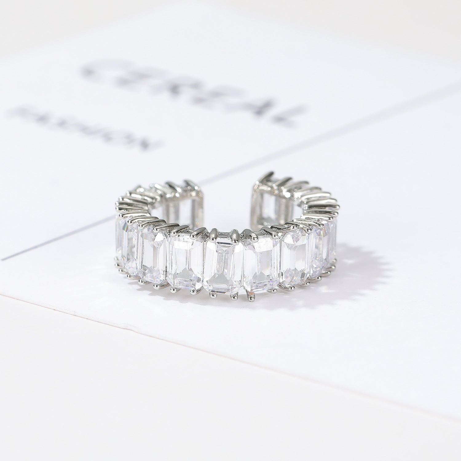 Wholesale  simple personalized ring micro inlaid zircon  square diamond full ring