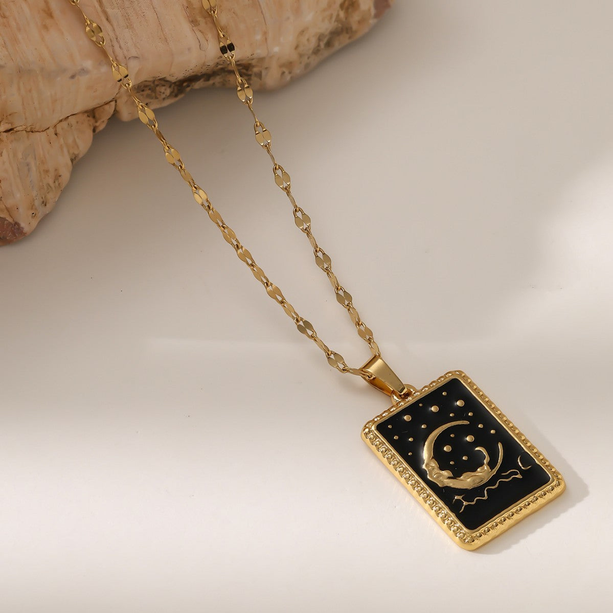 Wholesale Titanium steel square tarot card necklace