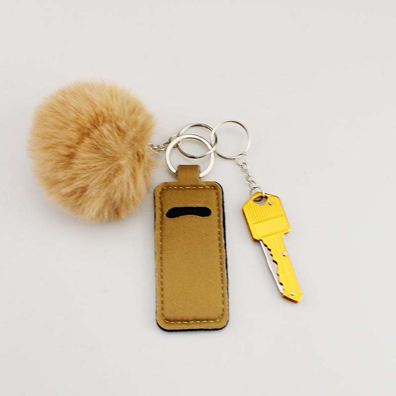 Wholesale Fur Ball Lipstick Set Folding Keychain ACC-KC-TMS008