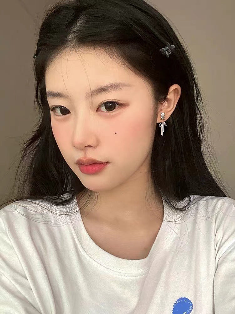 Wholesale 925 sterling silver needle bow stud earrings