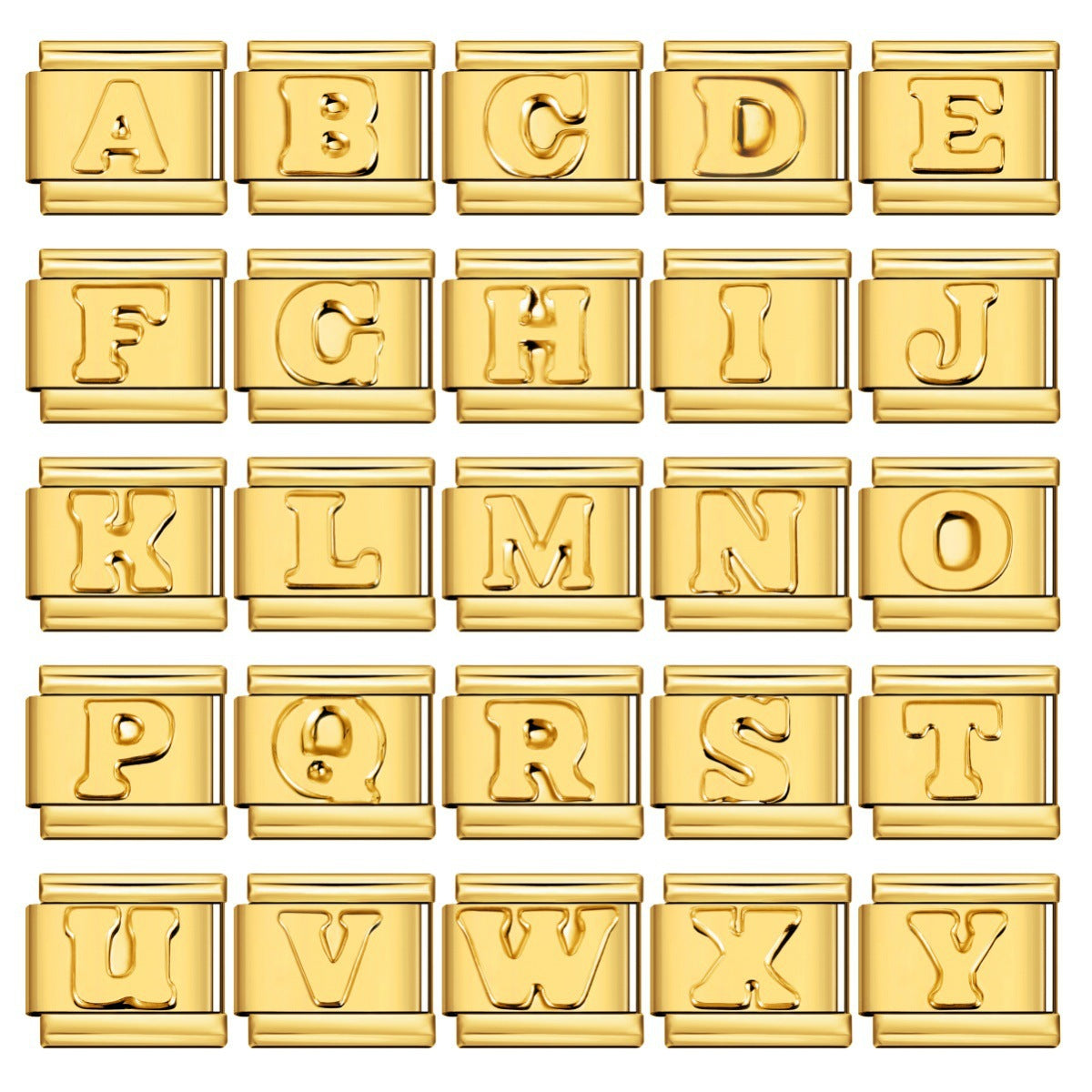 Wholesale Gold Plated Stainless Steel Concave Letter Modular Bracelet - DIY Jewelry Accessory for Boutique Resale