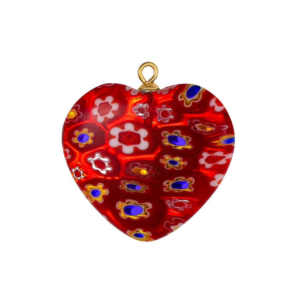 Wholesale Glazed Flower Ball Heart Diy Pendant