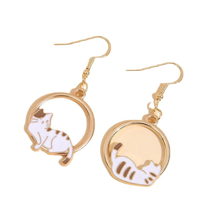 Wholesale  Alloy Lying Moon Cat Star Earrings