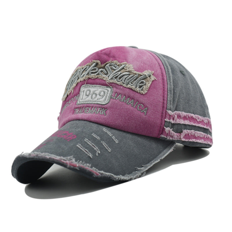 Wholesale Retro Hole Hat Washed Baseball Cap Letter Embroidery Hole Cap ACC-HT-Xiny003