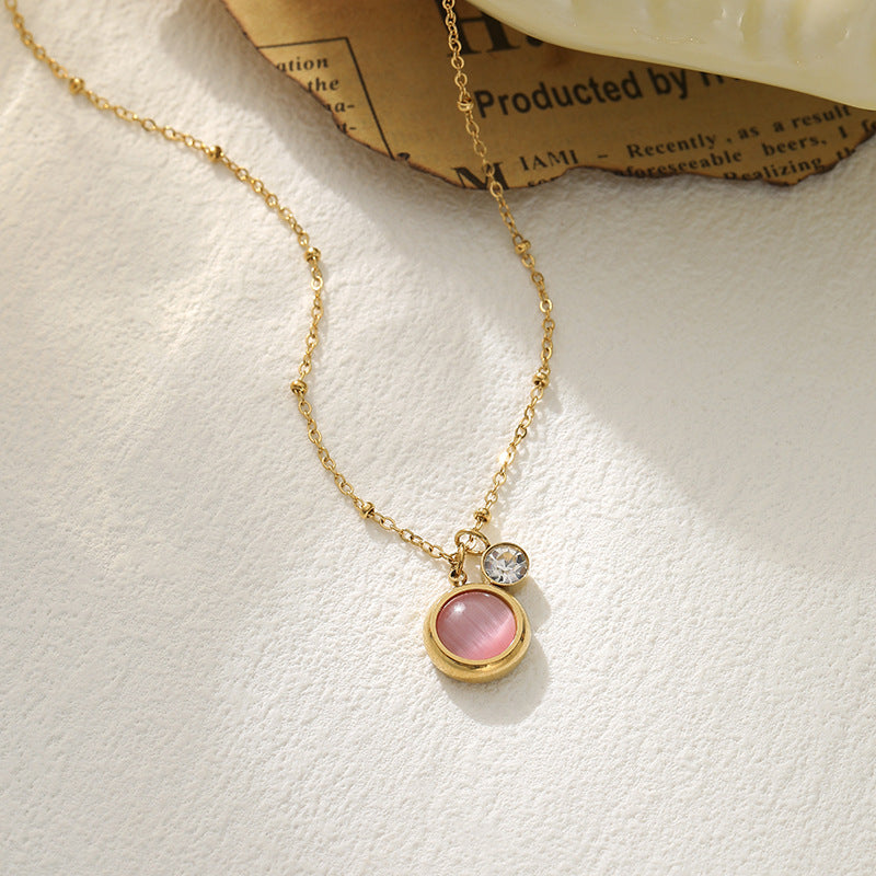 Wholesale Cat Eye Design Titanium Steel Necklace - Stylish Fashion Accessory for Everyday Wear