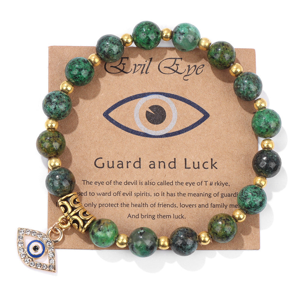 Wholesale Vintage Natural Stone Beads Bracelet Devil's Eye Pendant ACC-BT-Ruiz001