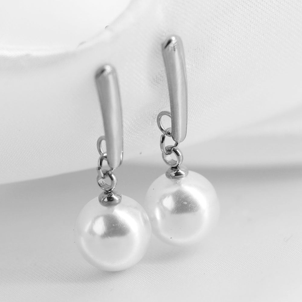 Wholesale Titanium Steel Earrings Pearl Dangle Earrings