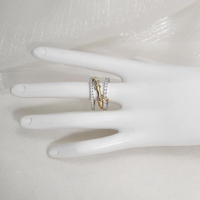 Wholesale  copper plated ring  full diamond zircon three-ring ring