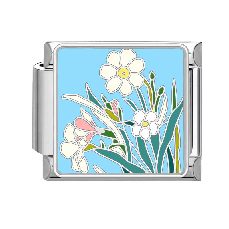 Wholesale Italian Charm Bracelet 9mm DIY Splicing Flowers Stainless Steel Composable Bracelet