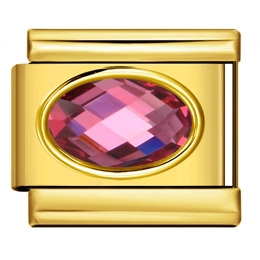 Wholesale  Italian module Gold-bottomed oval colored stone bracelet