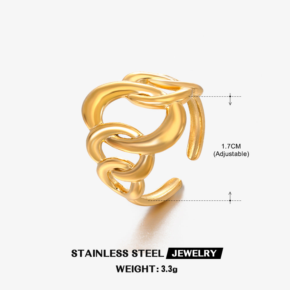 Wholesale  popular geometric Oval stainless steel ring