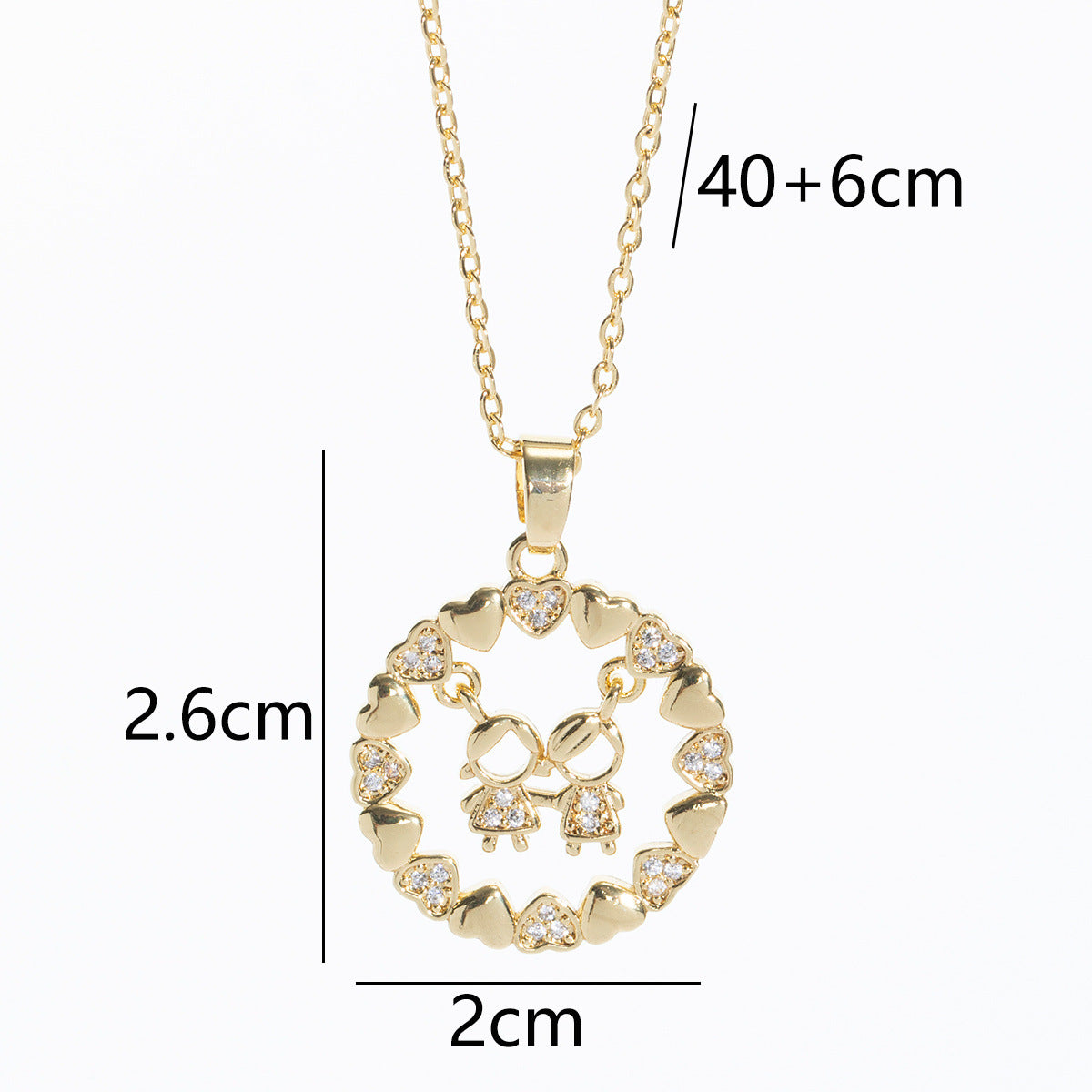 Wholesale Hollow heart-shaped cartoon character pendant copper zircon necklace