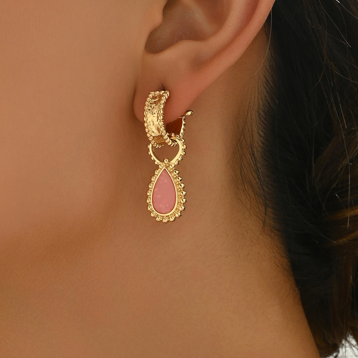Wholesale  diamond pink drops earrings
