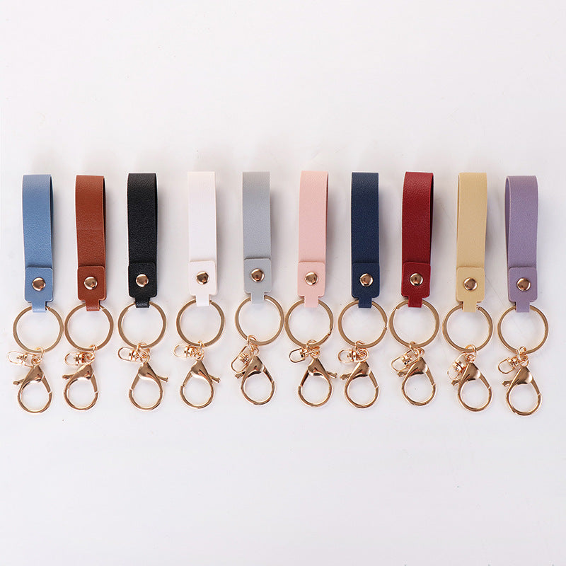 Wholesale Leather Keychain Hand Strap Cute Minimalist Business Gift Wedding Favor Black Car Key Accessory