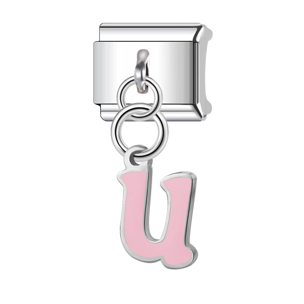 Wholesale Italian Charm Bracelet 9mm DIY Splicing English Letter Name Pendant Stainless Steel Composable Bracelet