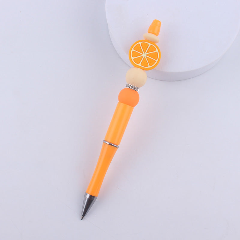 Wholesale  creative handmade cartoon fruit silicone color plastic beaded pen