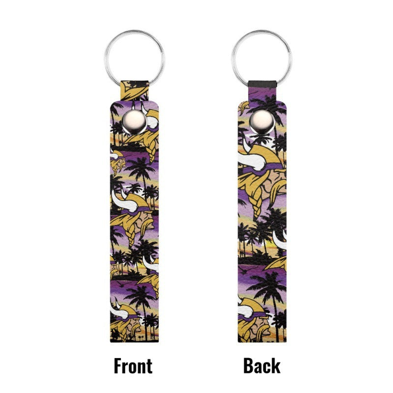 Wholesale  PU Leather Keychain Double-sided Printable logo Keychain