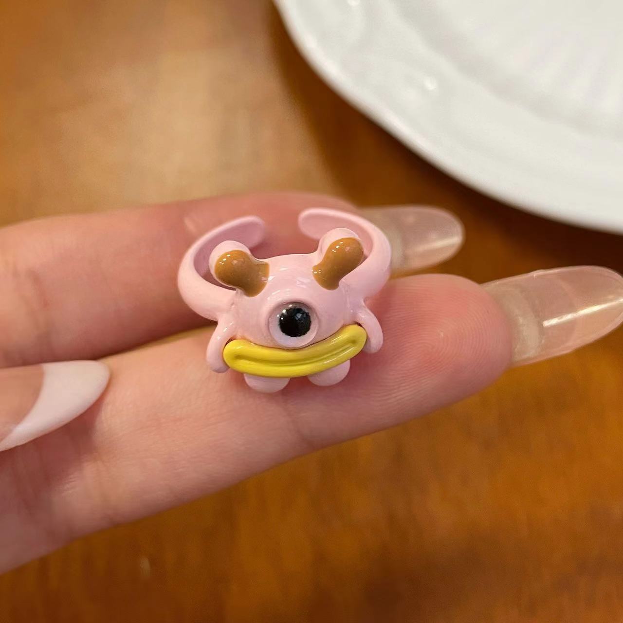 Wholesale Cute Ugly Cute Cartoon Oil Dropping Opening Ring