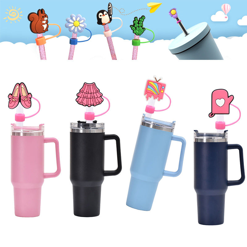 Wholesale Random 100pcs Pink Series 8/10mm PVC Soft Straw Tube Cap