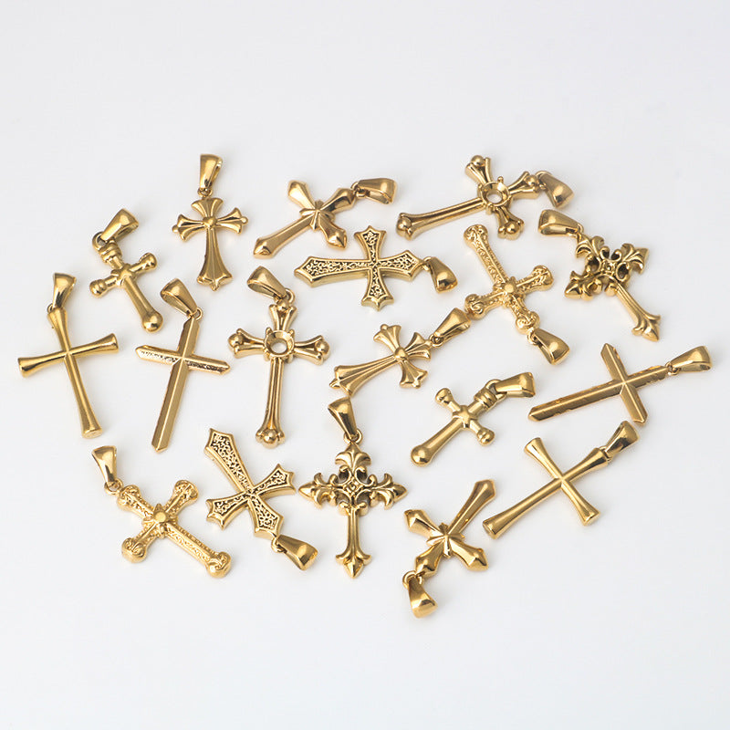 Wholesale Stainless Steel Simple Gold Variety Cross Pendant