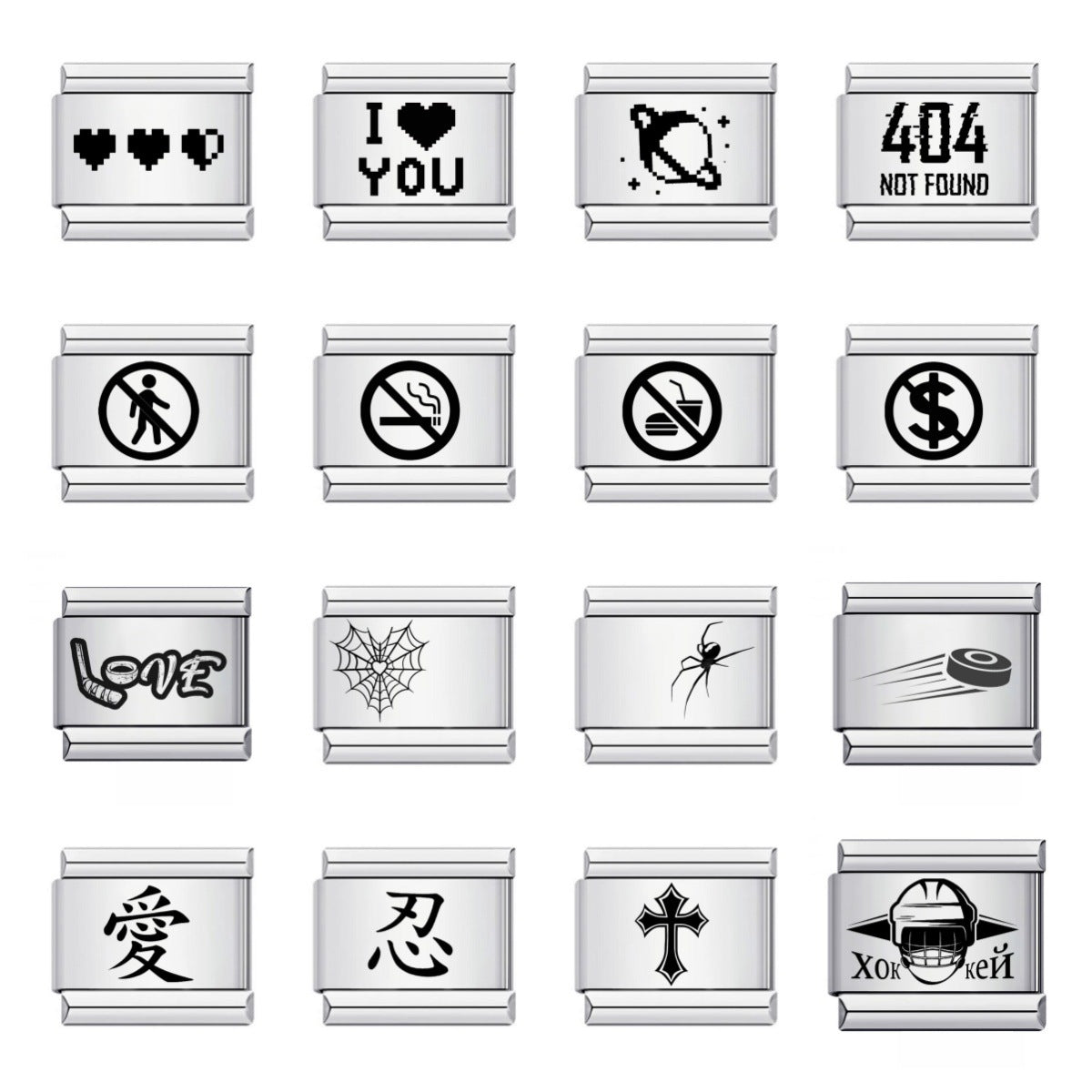 Wholesale Laser Engraved Italian Modular Bracelet Stainless Steel Fashion Jewelry Accessory
