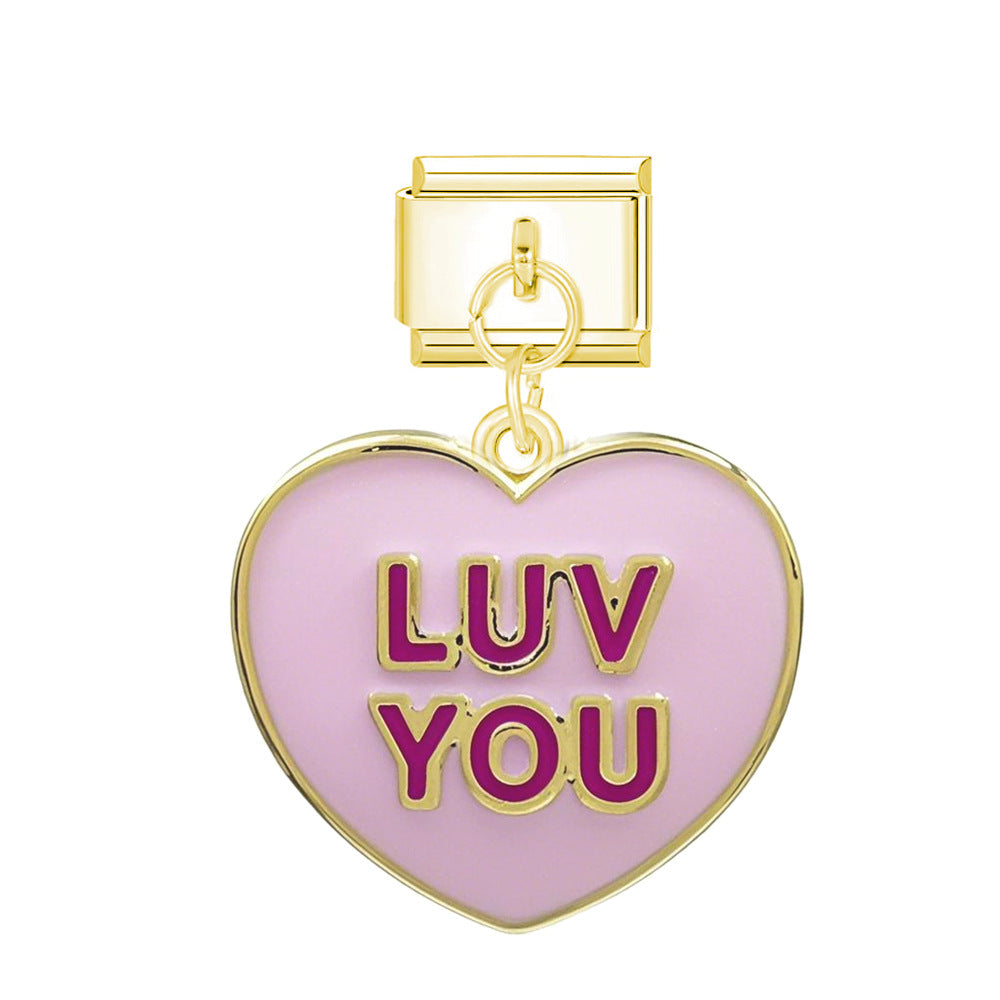 Wholesale  Italian Charm Bracelet 9mm DIY  Letter Heart  Creative Stainless Steel Composable Bracelet