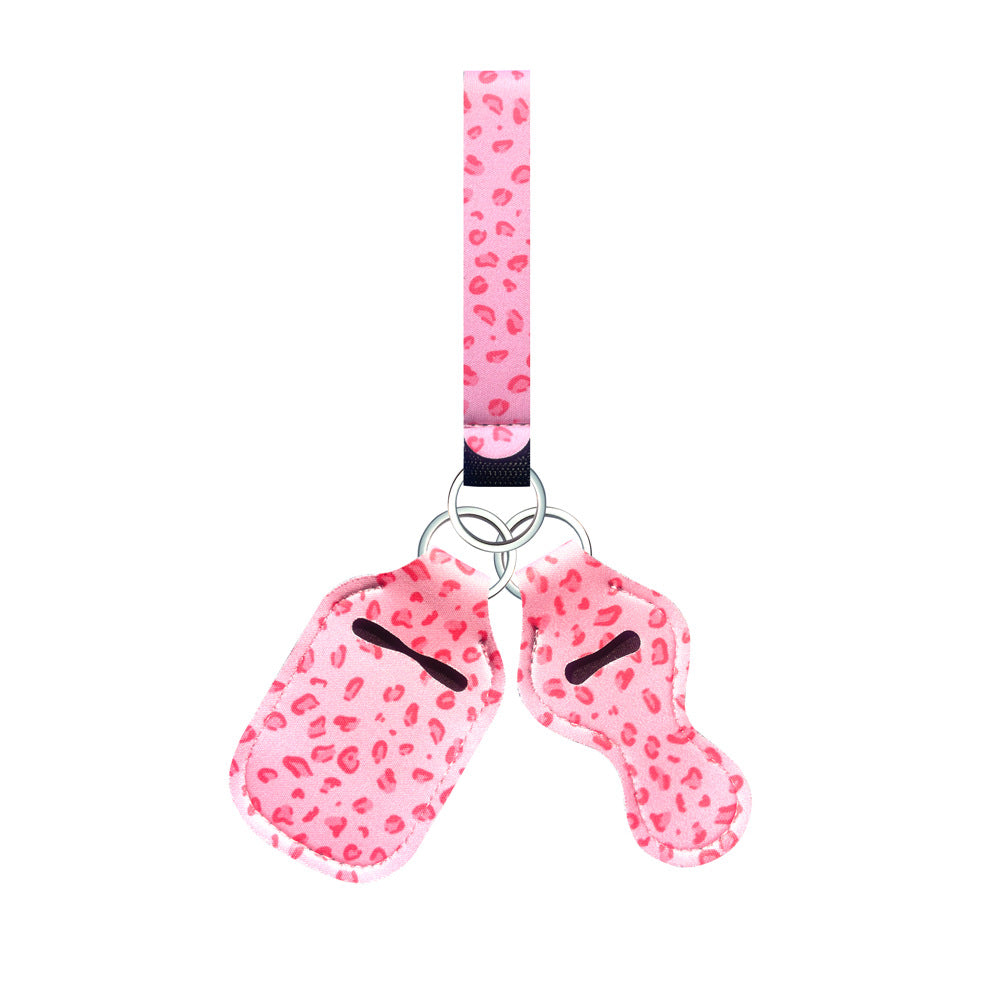 Wholesale Cow Print Leopard Print Lipstick Case Wrist Strap Keychain Set ACC-KC-XinY001