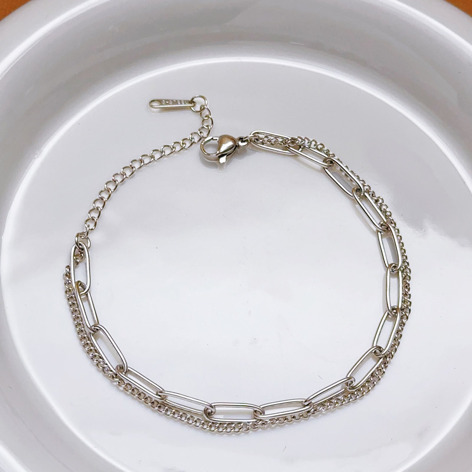 Wholesale Gold Titanium Steel Double Layer Side Chain Bracelet Trendy Women' s Jewelry Accessory