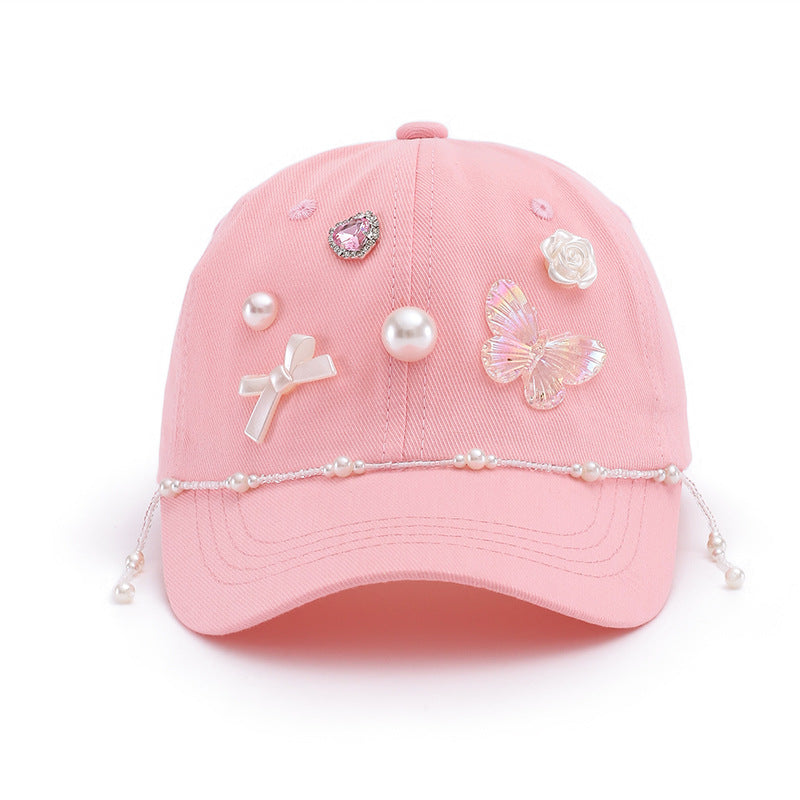 Wholesale  baseball cap fashion diamond butterfly children's hat cap