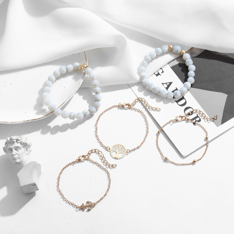 Wholesale Simple Geometric Love Anchor Beaded Turtle Bracelet