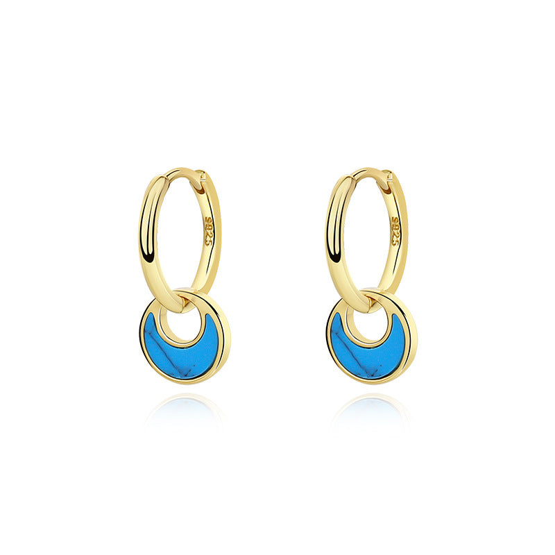 Wholesale 925 Sterling Silver Light Luxury Turquoise Shell Earrings