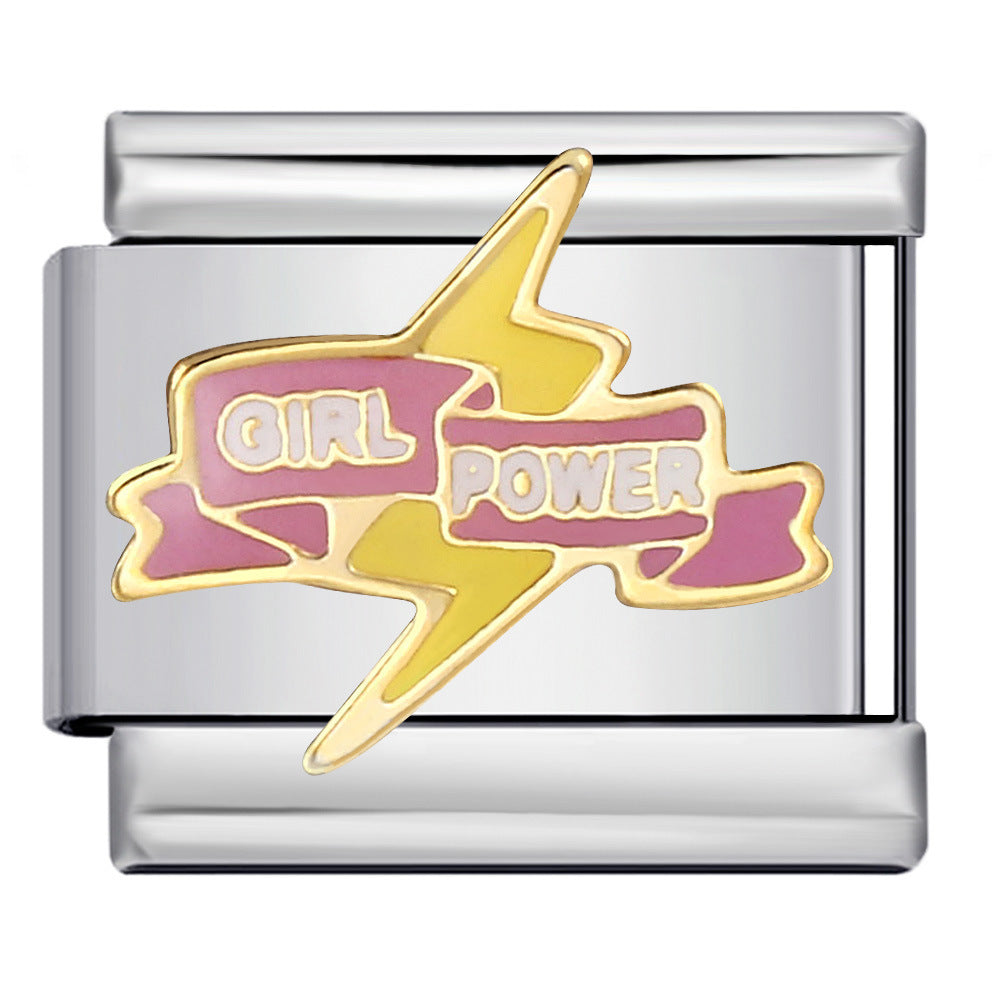 Wholesale Stainless steel welding gold-plated oil drop DIY Italian module Charms