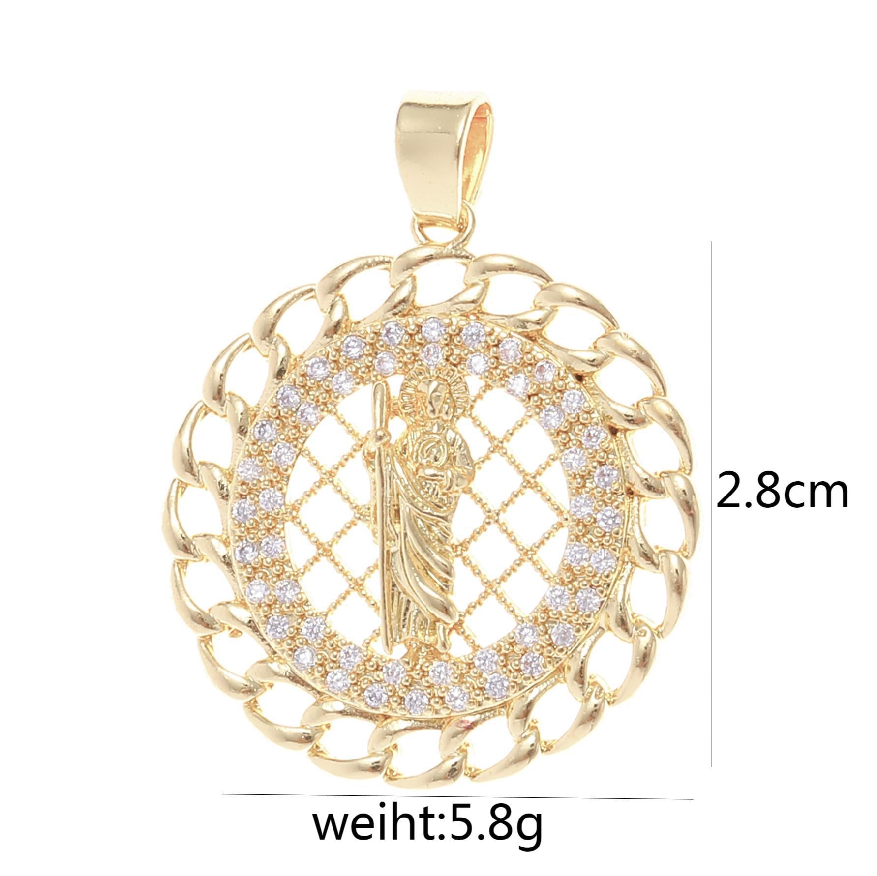 Wholesale Gold Plated Copper Geometric Zircon Pendant Necklace Unisex Fashion Accessory