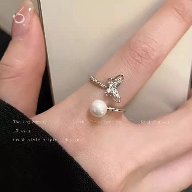 Wholesale  light green Butterfly Shining Opening Ring