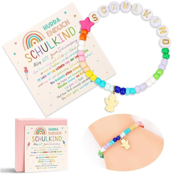 Wholesale School Season Girl Bracelet Red Striped Agate Pink Crystal Alphabet Bead  Unicorn Bracelet