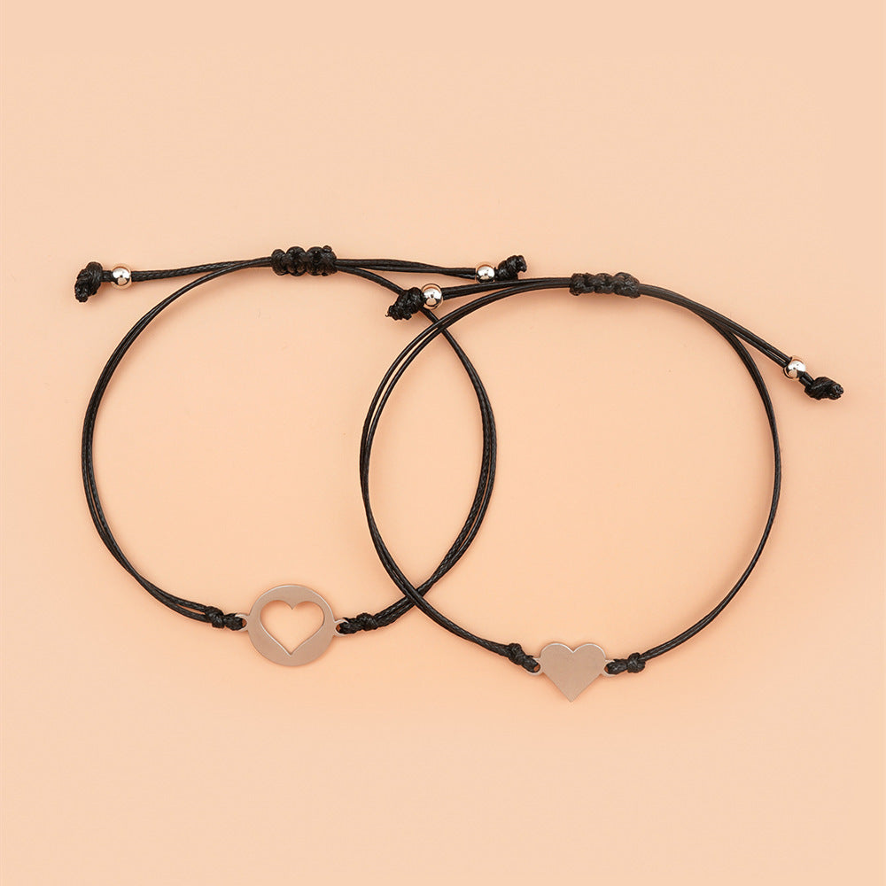 Wholesale Mother's Day Mom and Me Hollow Heart Shape Wax Thread Braided Bracelet Miyuki ACC-BT-ZhongH019