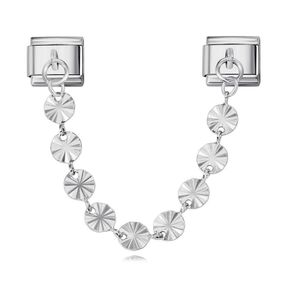 Wholesale Italian Charm Bracelet 9mm DIY Splicing Gold and Silver Double Pendant Stainless Steel Composable Bracelet