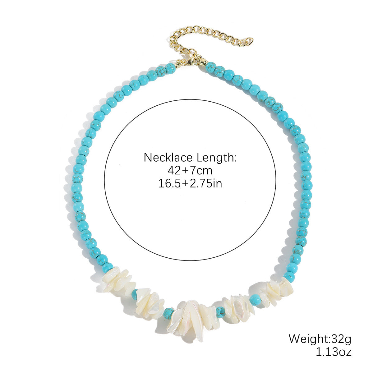 Wholesale Natural Turquoise Beaded Bohemian Ethnic Style Double-Layer Necklace