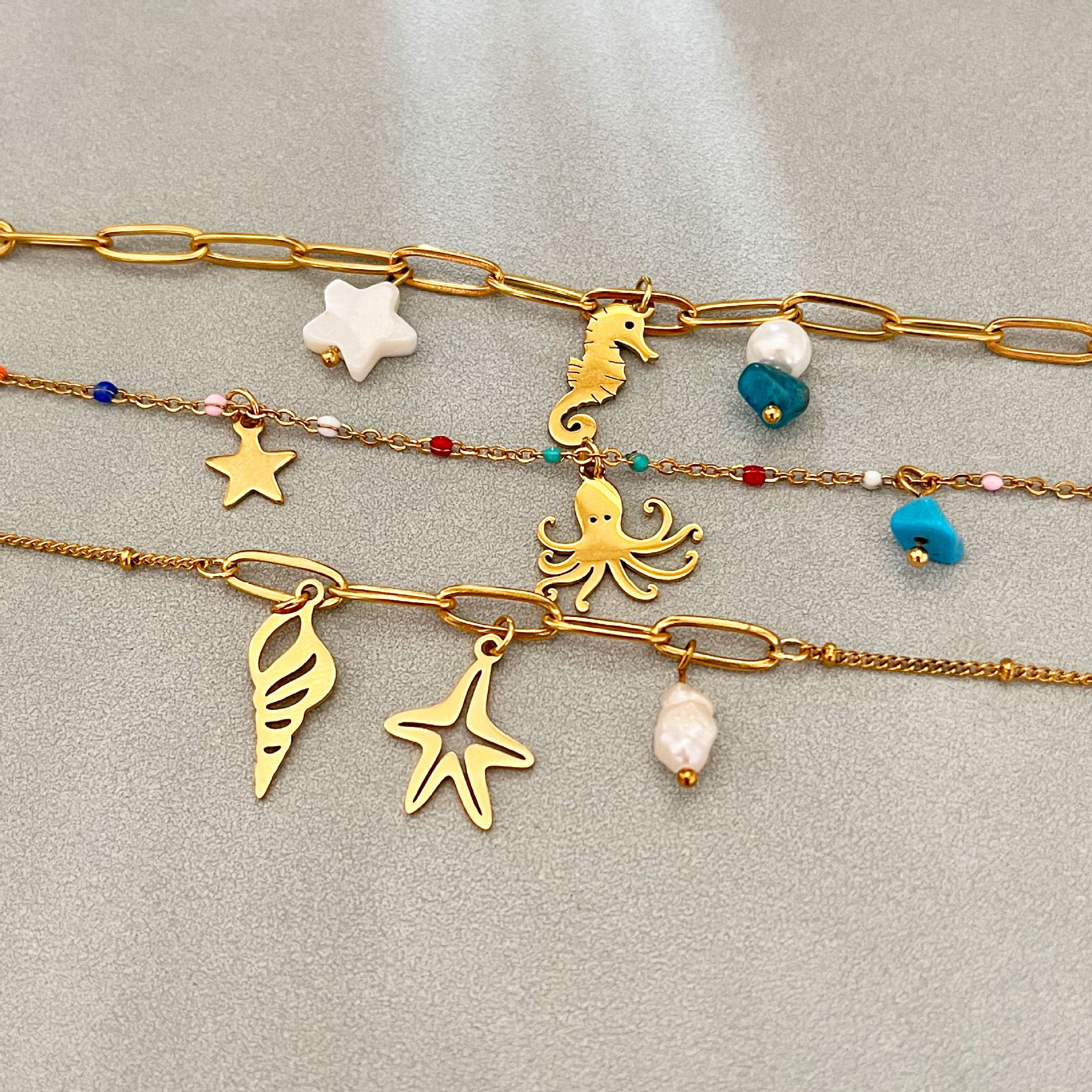 Wholesale Ocean Series Seahorse and Starfish Pendant Bracelet