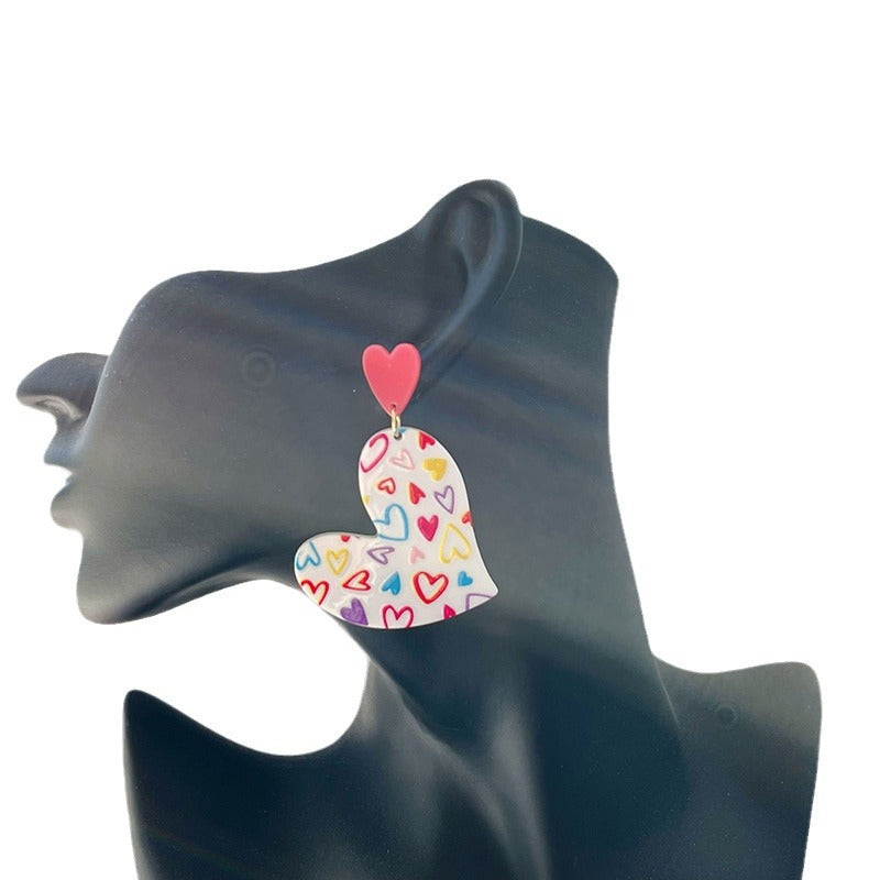 Wholesale Valentine' s Day Acrylic Heart Earrings