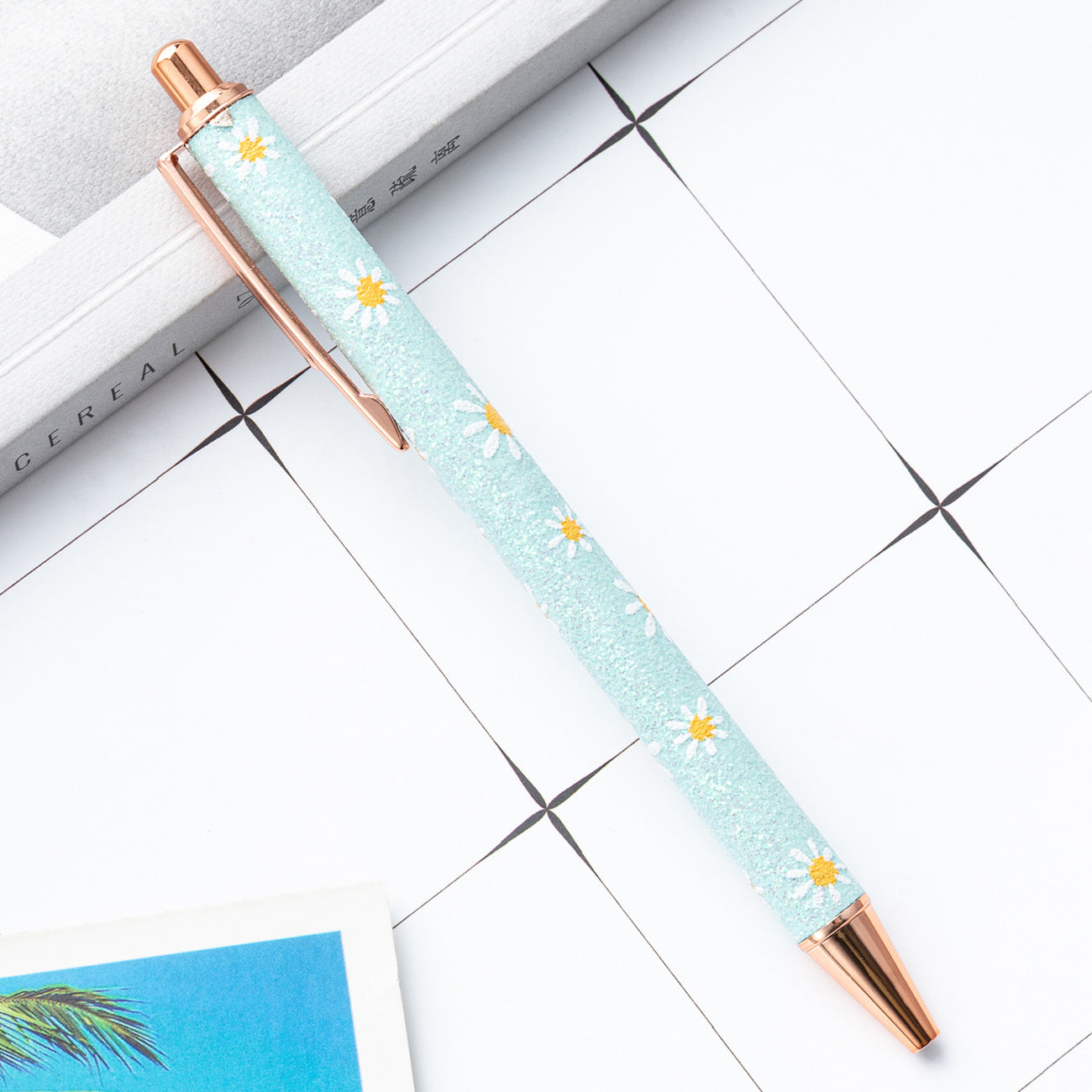 Wholesale Gold Powder Press Ballpoint Pen Glitter Chalk Metal Pen ACC-PN-HuaHao018