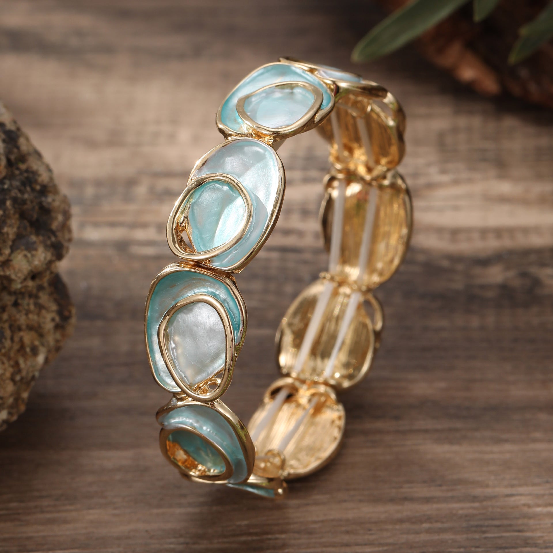 Wholesale  Color Painting Oil Irregular Oval Elastic Bracelet