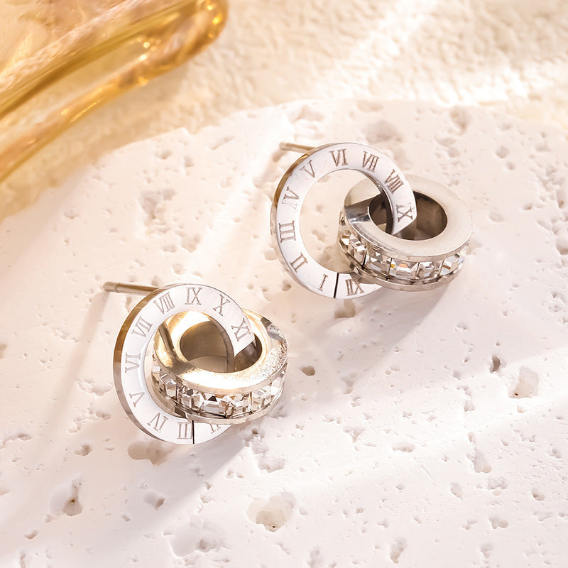 Wholesale Titanium Steel Double Ring Zircon Necklace ACCVIP