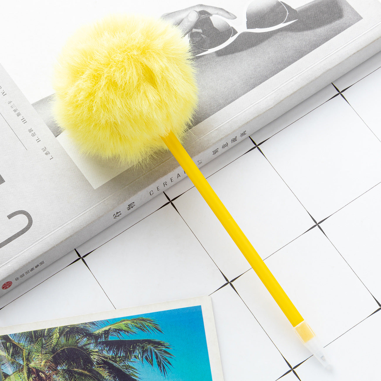 Wholesale Creative Plastic Hair Ball Pen Cartoon Cute ACC-PN-HuaHao009