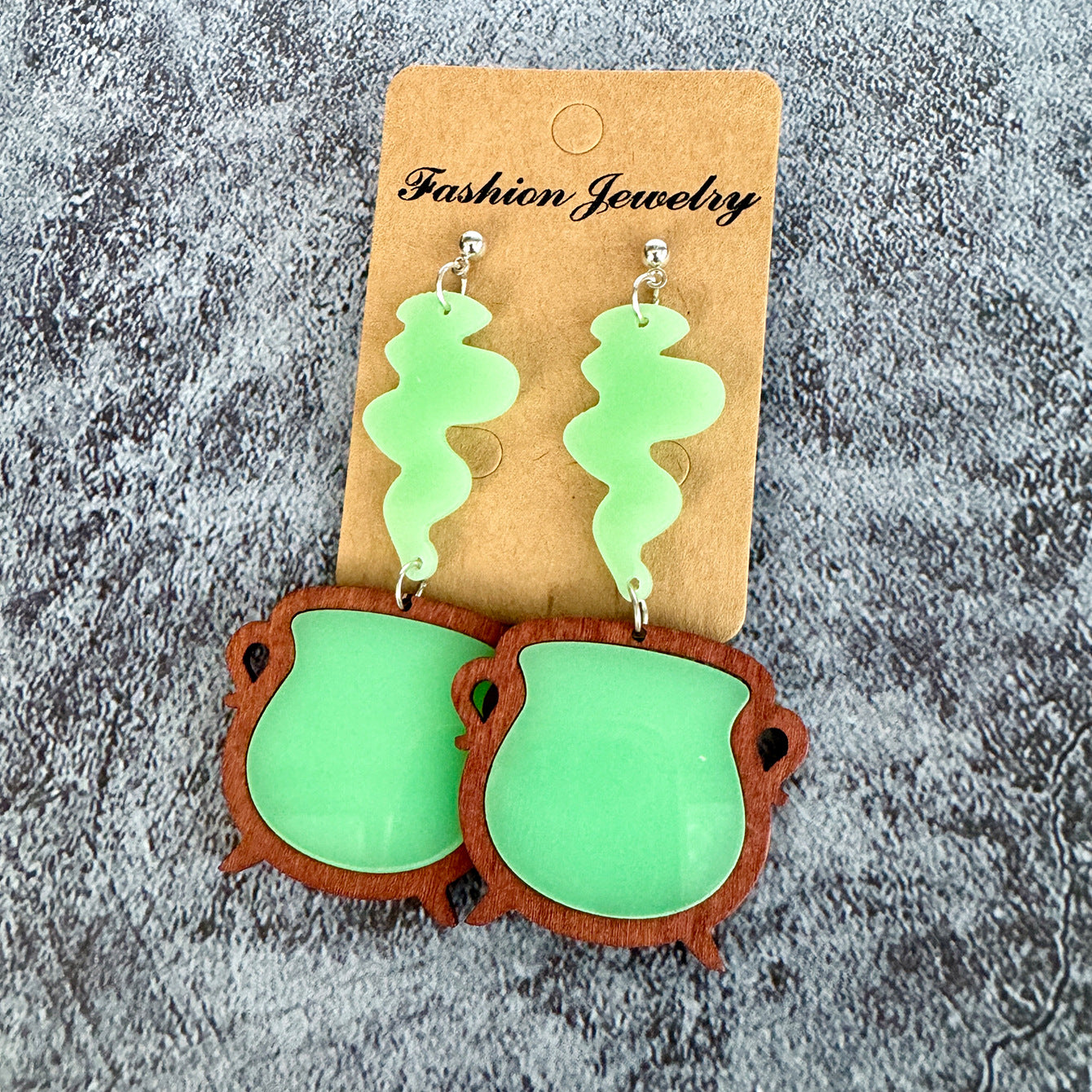Wholesale Halloween Witches Cauldron Luminous Acrylic Earrings ACC-ES-XinChuan066