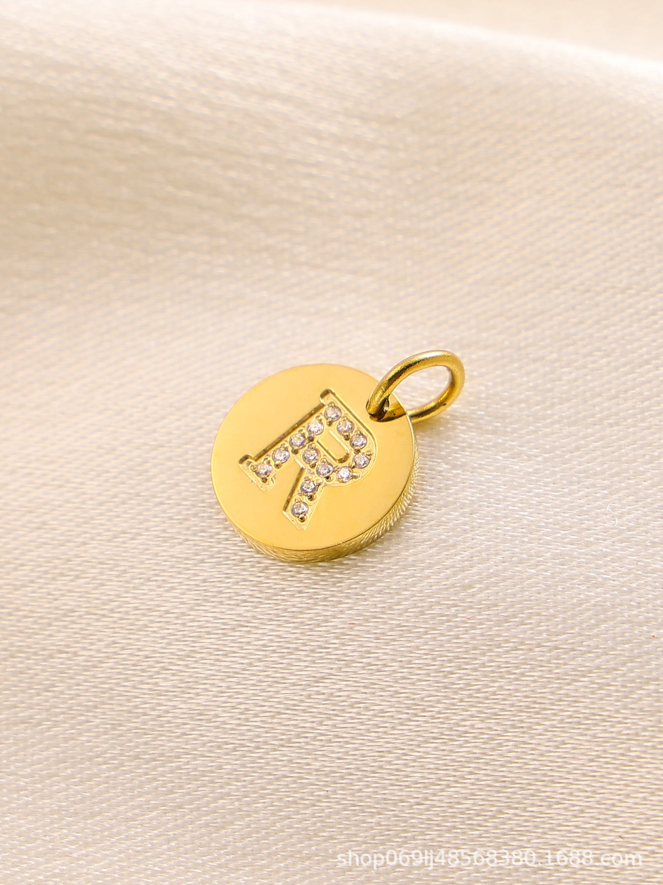 Wholesale  14K Round Brand Diamond Letter  Stainless Steel Pendant