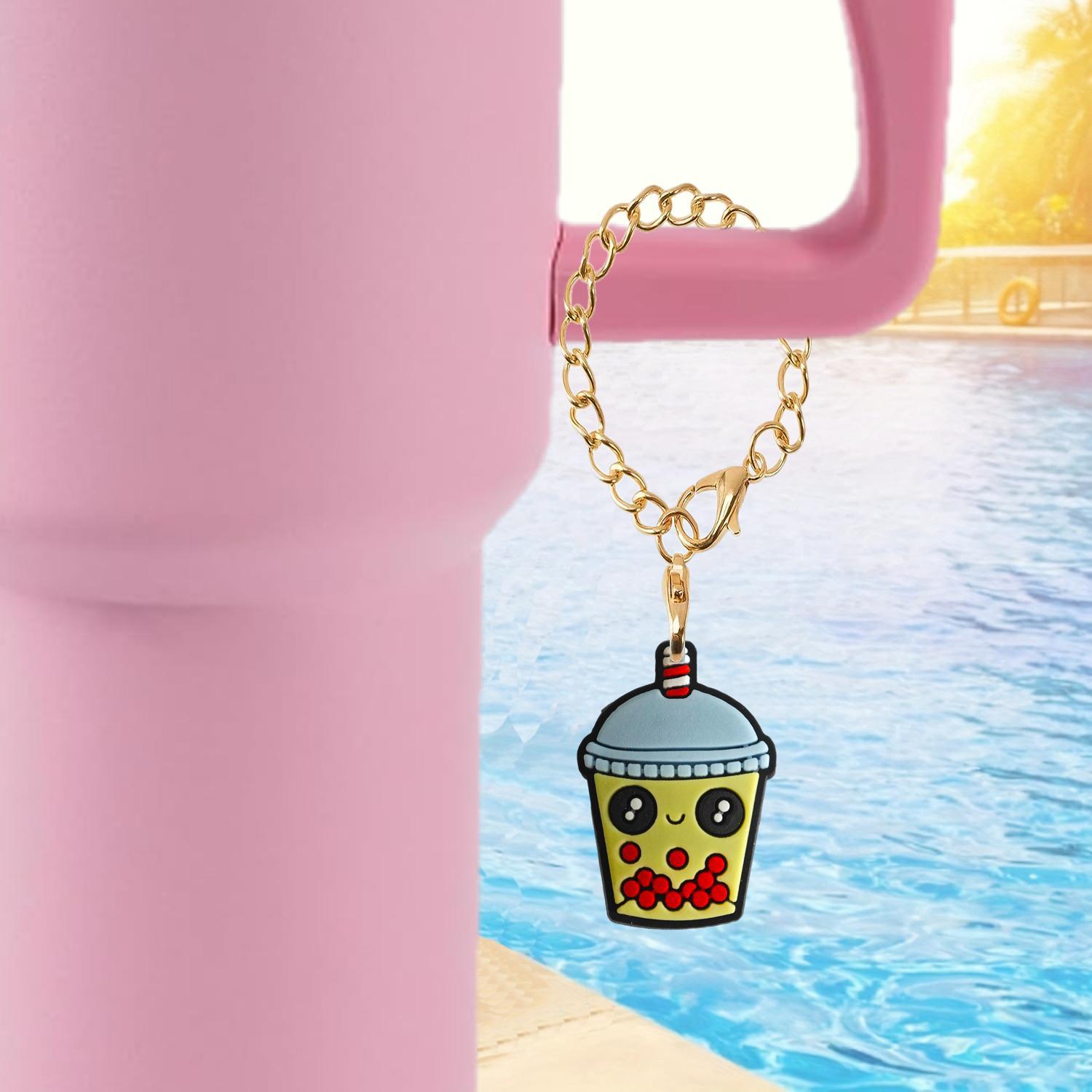 Wholesale Cartoon Milk Tea Cup Soft Rubber Hanging Chain Cup Accessories Chain ACC-CA-XieJi010